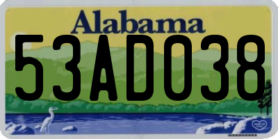 AL license plate 53AD038