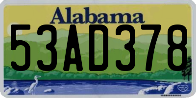 AL license plate 53AD378