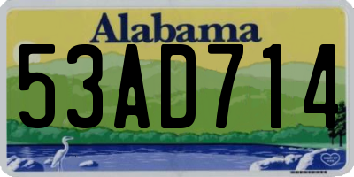 AL license plate 53AD714