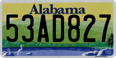 AL license plate 53AD827