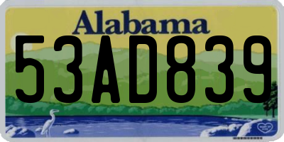 AL license plate 53AD839