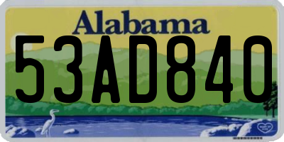 AL license plate 53AD840