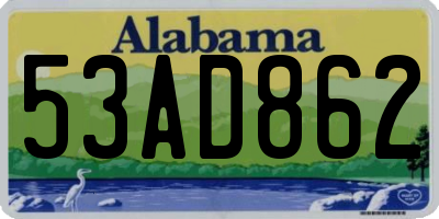 AL license plate 53AD862