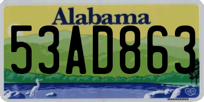 AL license plate 53AD863