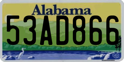 AL license plate 53AD866