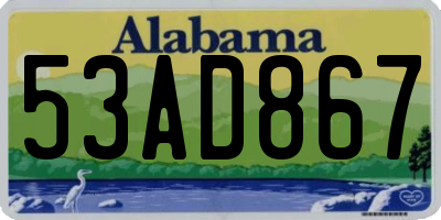 AL license plate 53AD867