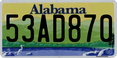 AL license plate 53AD870