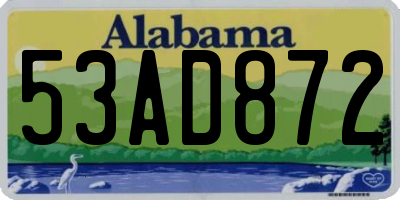 AL license plate 53AD872