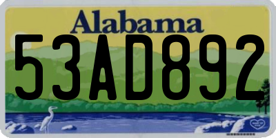 AL license plate 53AD892