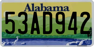 AL license plate 53AD942