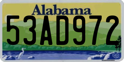 AL license plate 53AD972