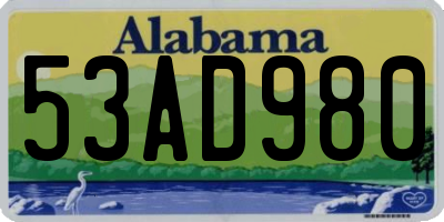 AL license plate 53AD980