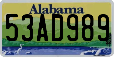 AL license plate 53AD989