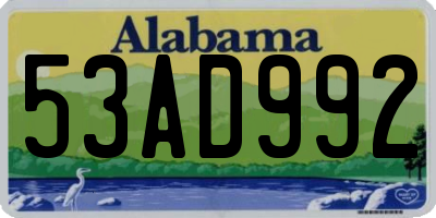 AL license plate 53AD992