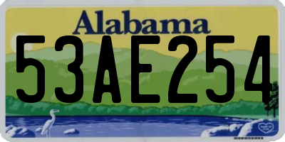 AL license plate 53AE254