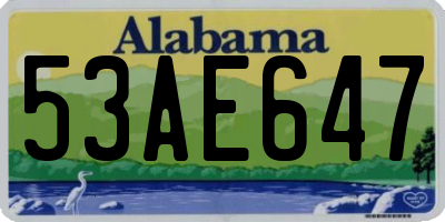 AL license plate 53AE647