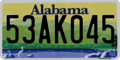 AL license plate 53AK045