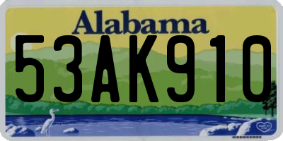 AL license plate 53AK910