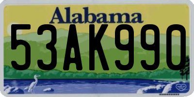 AL license plate 53AK990