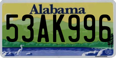 AL license plate 53AK996