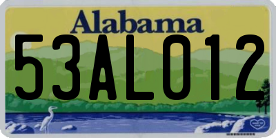 AL license plate 53AL012