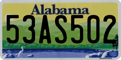 AL license plate 53AS502