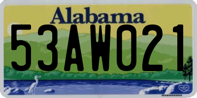 AL license plate 53AW021