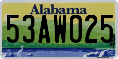 AL license plate 53AW025