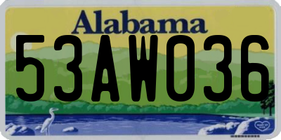 AL license plate 53AW036