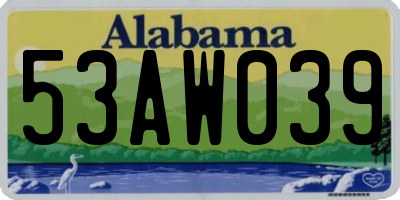 AL license plate 53AW039