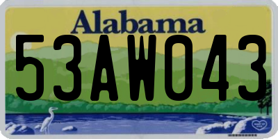AL license plate 53AW043