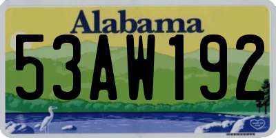 AL license plate 53AW192