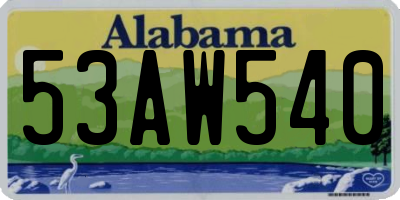 AL license plate 53AW540