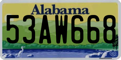 AL license plate 53AW668