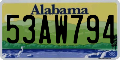 AL license plate 53AW794