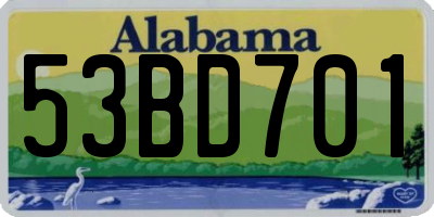 AL license plate 53BD701