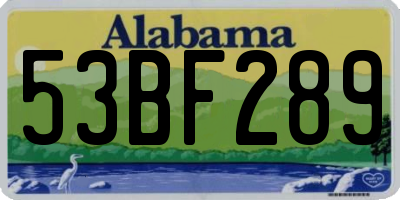 AL license plate 53BF289