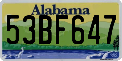 AL license plate 53BF647