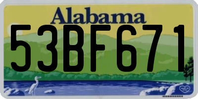 AL license plate 53BF671
