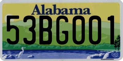 AL license plate 53BG001