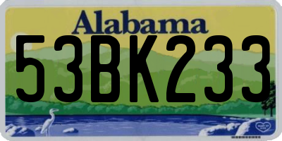 AL license plate 53BK233