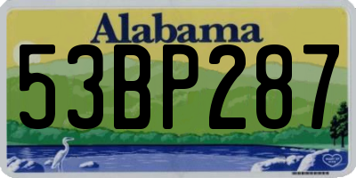 AL license plate 53BP287