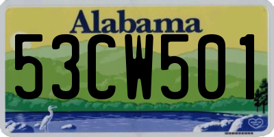 AL license plate 53CW501
