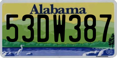 AL license plate 53DW387
