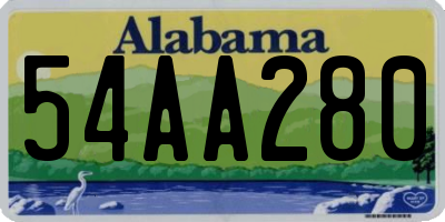 AL license plate 54AA280