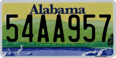 AL license plate 54AA957