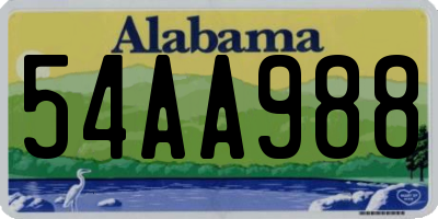 AL license plate 54AA988