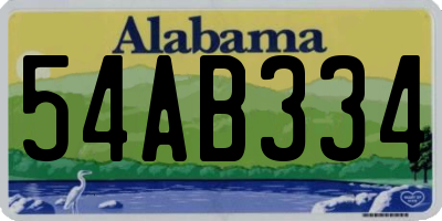 AL license plate 54AB334