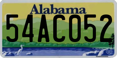 AL license plate 54AC052