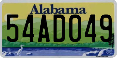 AL license plate 54AD049